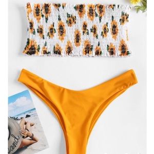 BNWT Sunflower Smocked Bandeau Bikini